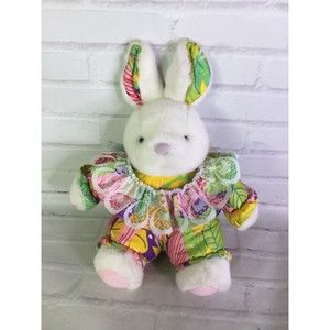 VTG Soft Things Inc Bunny Rabbit Plush Stuffed Animal Floral Leaves Outfit Ears